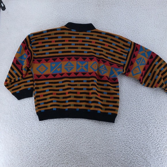 Vintage Spunky Geometric Knit Sweater BOXY Medium Pattern Cottagecore Grannycore - Picture 3 of 8